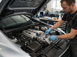 Sportwagen Motorraum reinigen