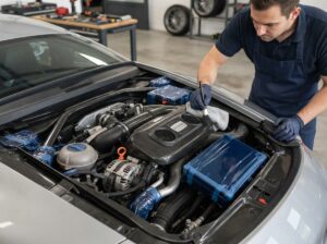 Sportwagen Motorraum reinigen