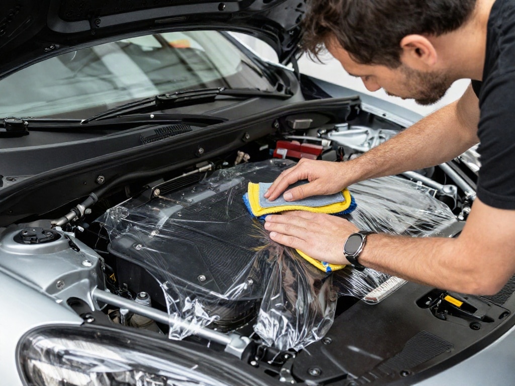 Sportwagen Motorraum reinigen